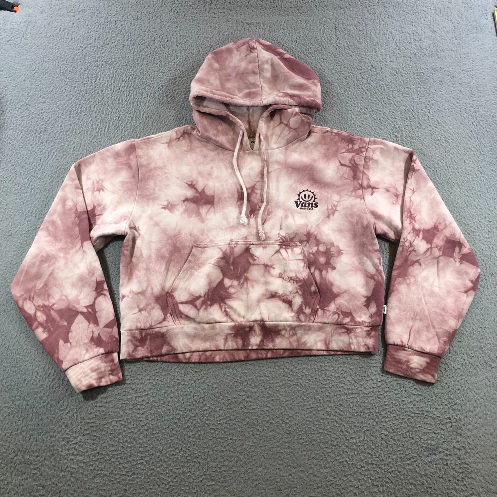 vans cropped pullover hoodie womens m pink tie dye